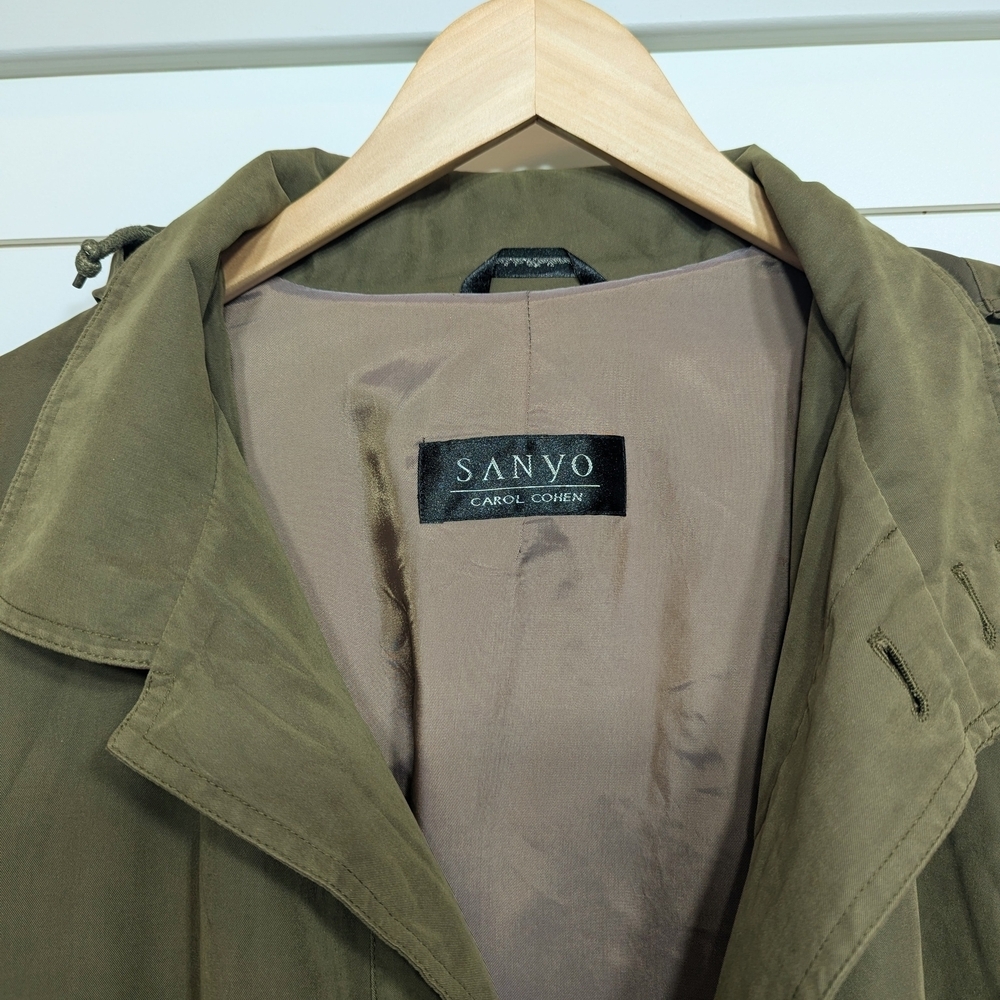 Carole Cohen Tokyo Olive Trench Coat | Japanese Minimalist Quiet Luxury M Sanyo - Picture 2 of 10